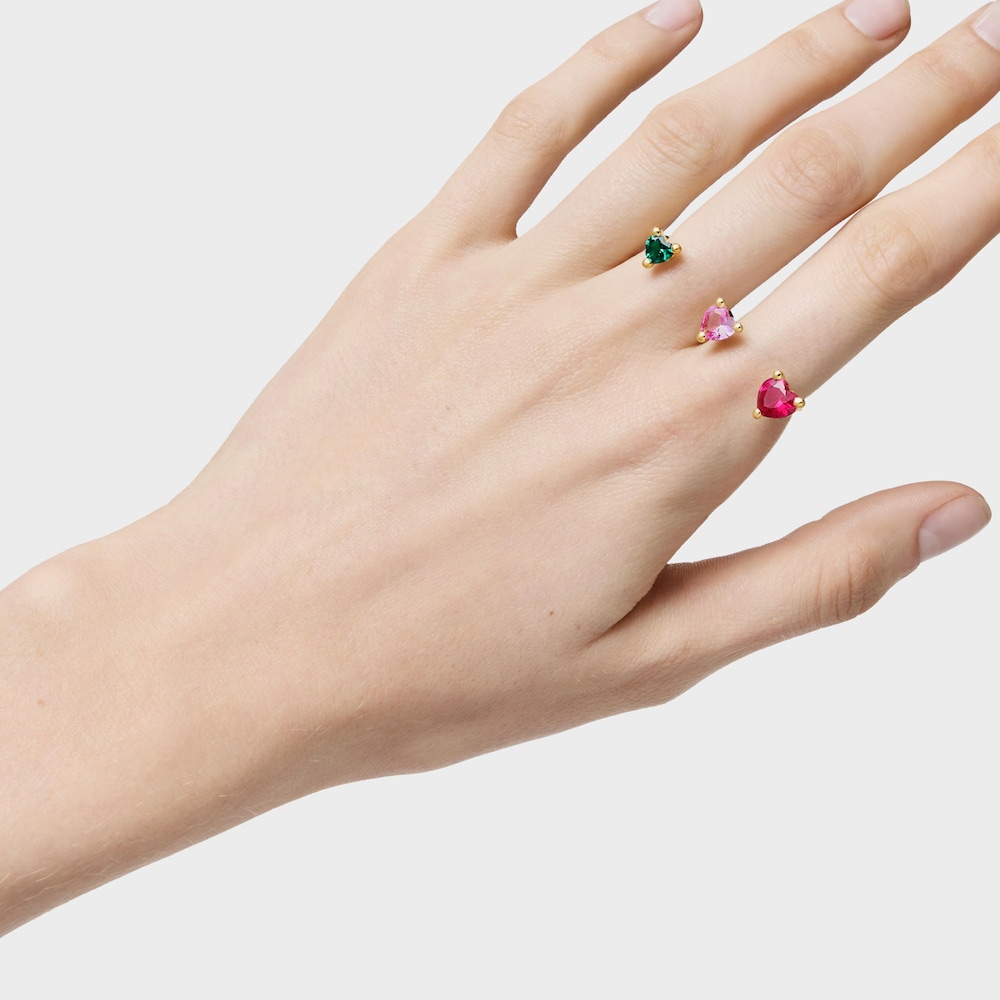 Anillo abierto doble con ba&ntilde;o de oro 18 kt sobre plata y gemas creadas en laboratorio Garden Of Love LGG