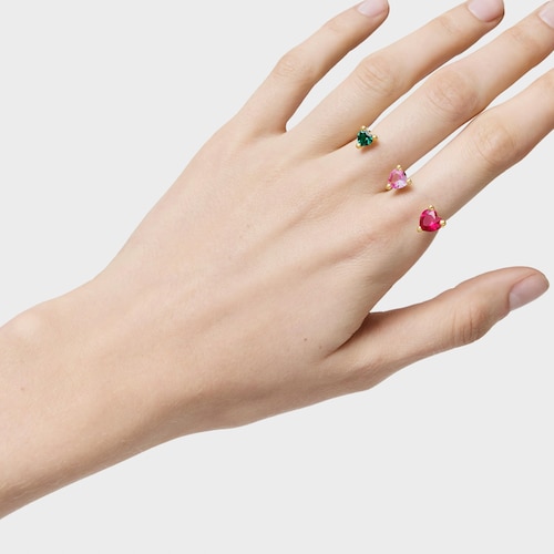 18kt gold plating over silver double open Ring and lab-grown gemstones Garden of Love LGG