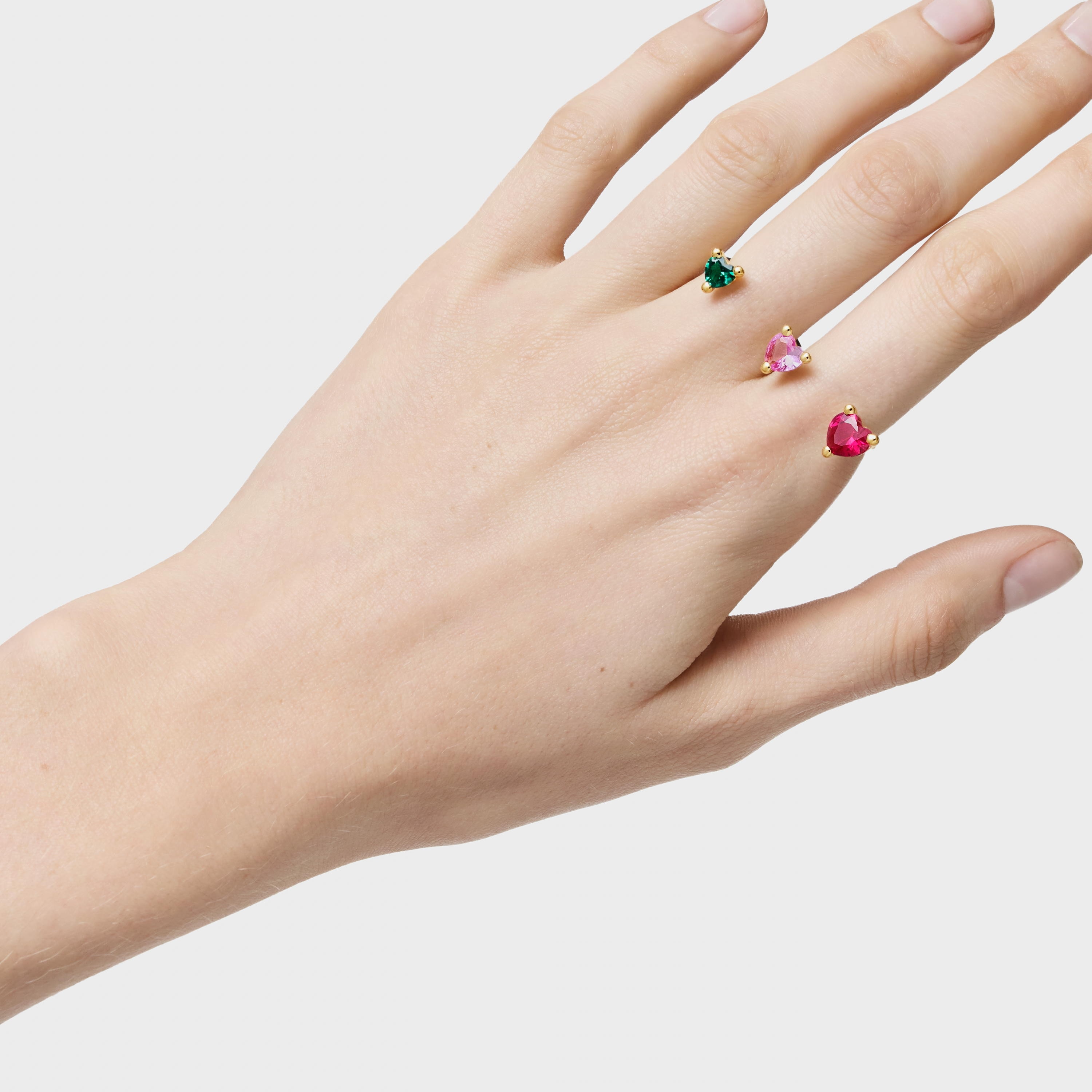 18kt gold plating over silver double open Ring and lab-grown gemstones Garden of Love LGG
