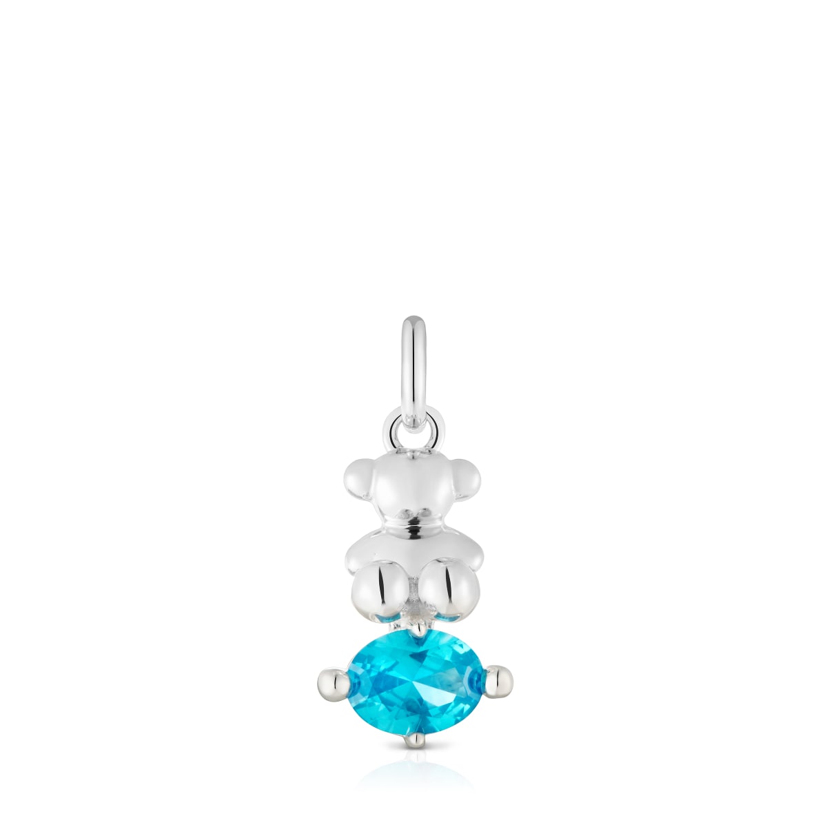 Small silver bear motif Pendant with lab-grown blue sapphire Bold Bear LGG