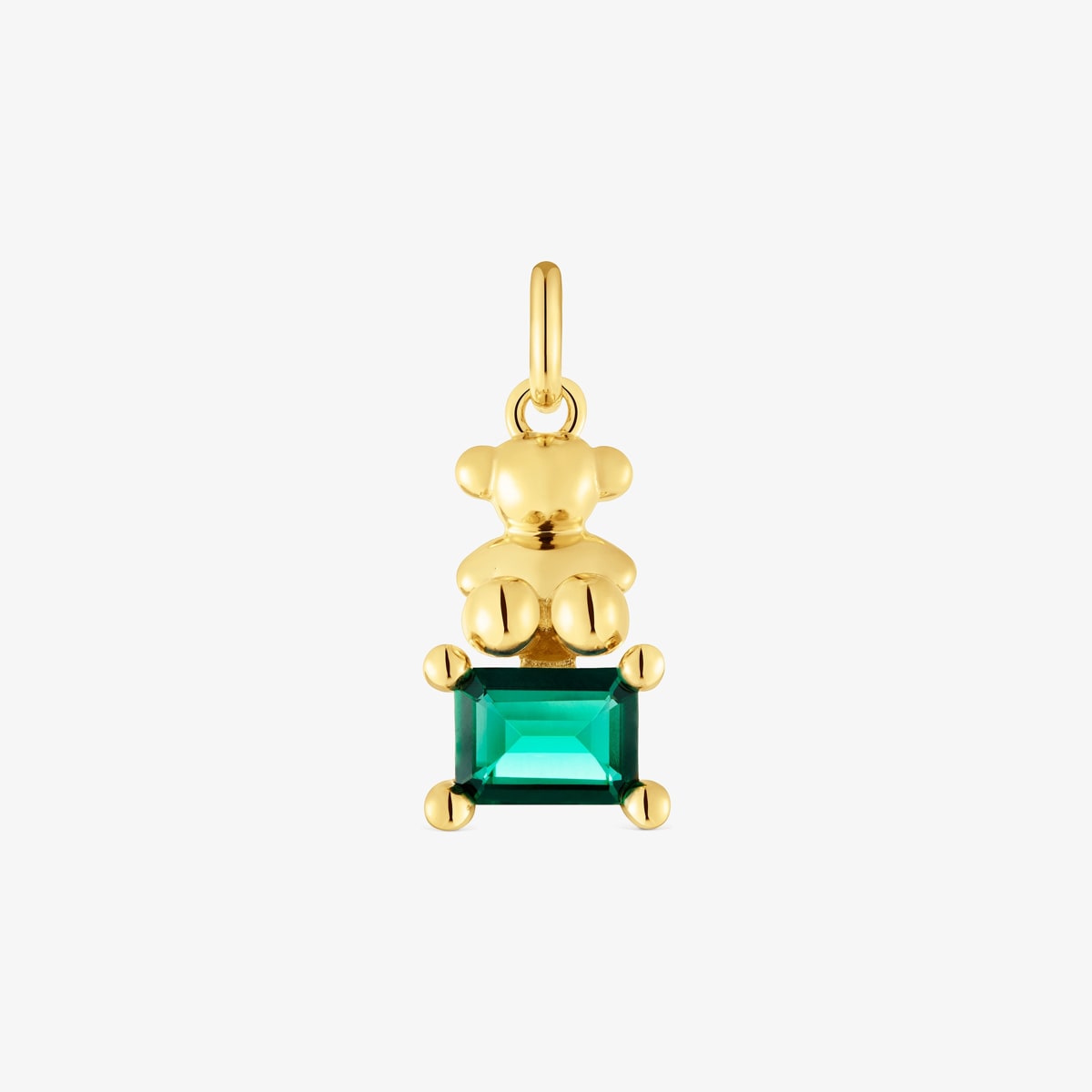 Tous - Colgante Pequeño Motivo Oso Con Baño De Oro 18 Kt Sobre Plata Y Esmeralda Creada En Laboratorio Bold Bear Lgg - Verde