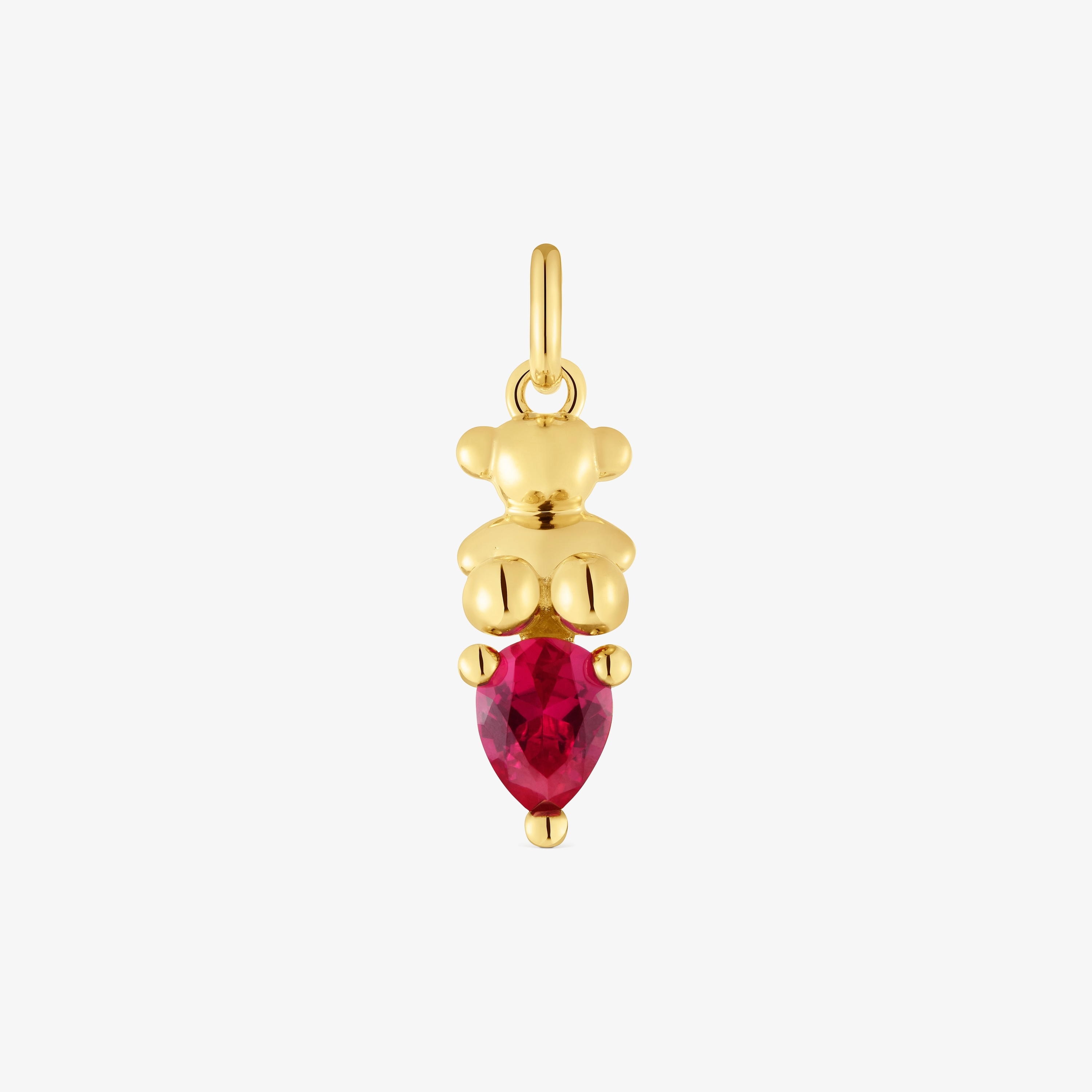 Small 18K gold vermeil bear motif Pendant with lab-grown ruby Bold Bear LGG
