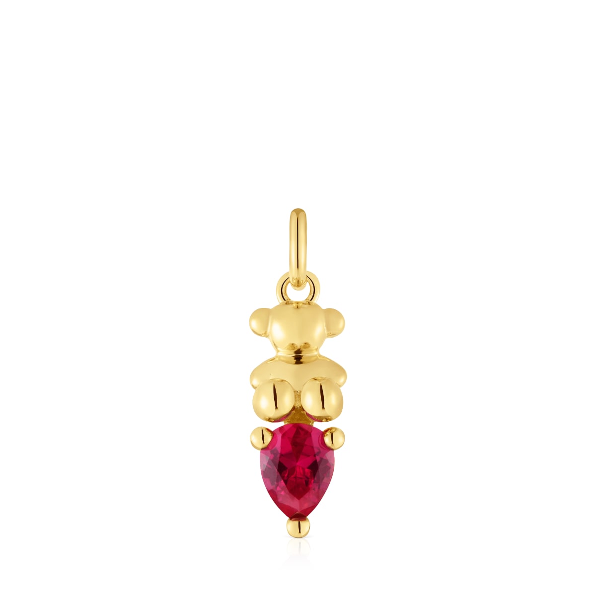 Small 18kt gold plating over silver bear motif Pendant with lab-grown ruby Bold Bear LGG