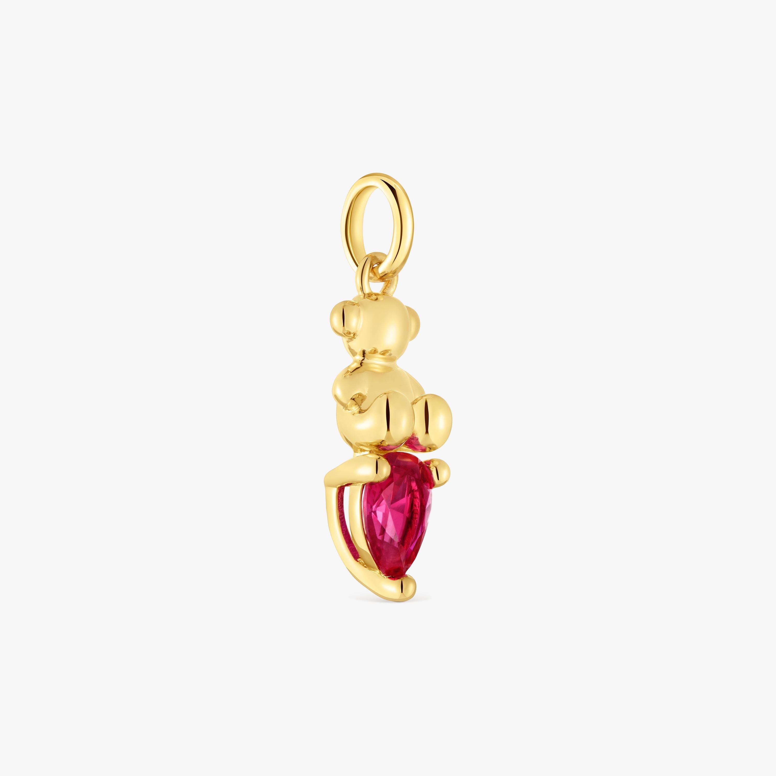 Small 18K gold vermeil bear motif Pendant with lab-grown ruby Bold Bear LGG