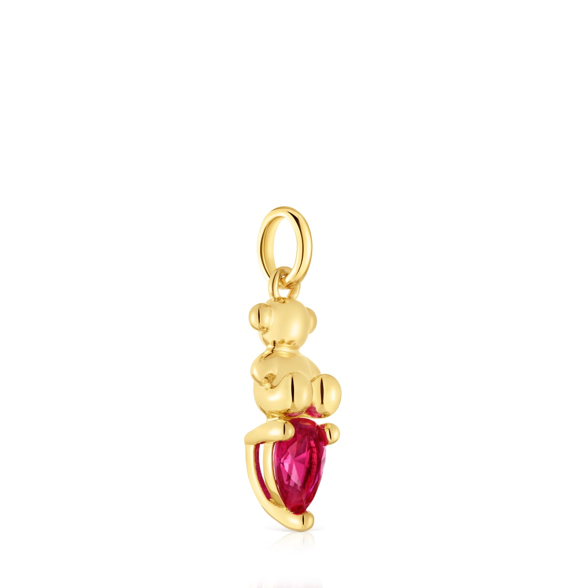 Small 18kt gold plating over silver bear motif Pendant with lab-grown ruby Bold Bear LGG
