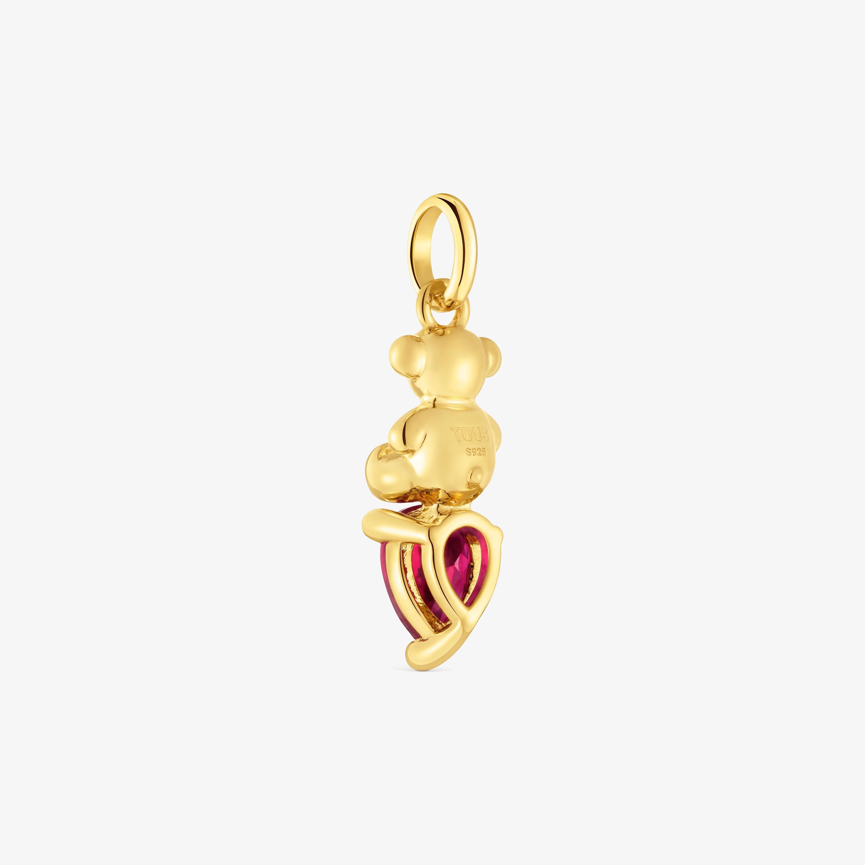 Small 18K gold vermeil bear motif Pendant with lab-grown ruby Bold Bear LGG
