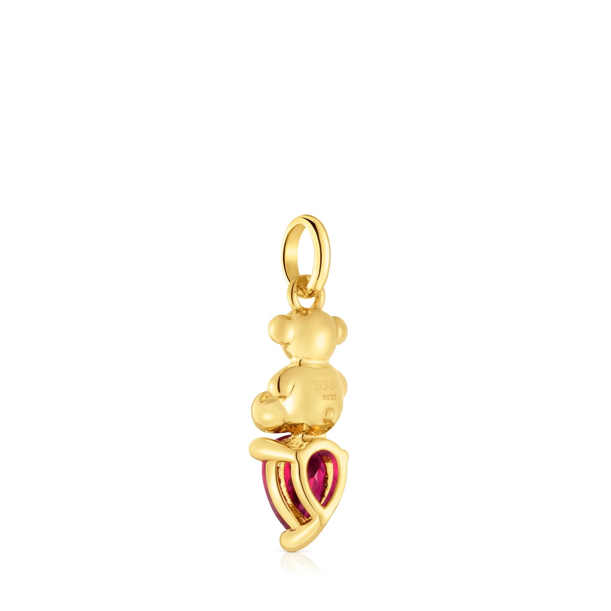 Small 18kt gold plating over silver bear motif Pendant with lab-grown ruby Bold Bear LGG