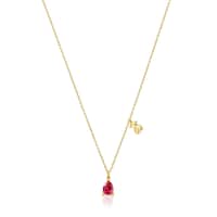 Collar corto motivo oso con baño de oro 18 kt sobre plata y rubí creado en laboratorio Bold Bear LGG