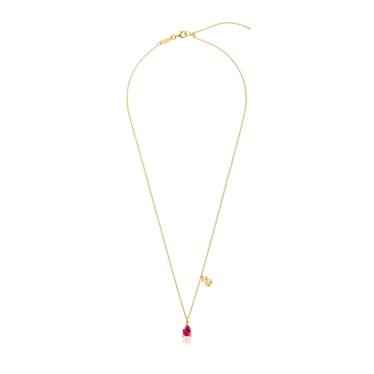 Short 18kt gold plating over silver bear motif Necklace with lab-grown ruby Bold Bear LGG