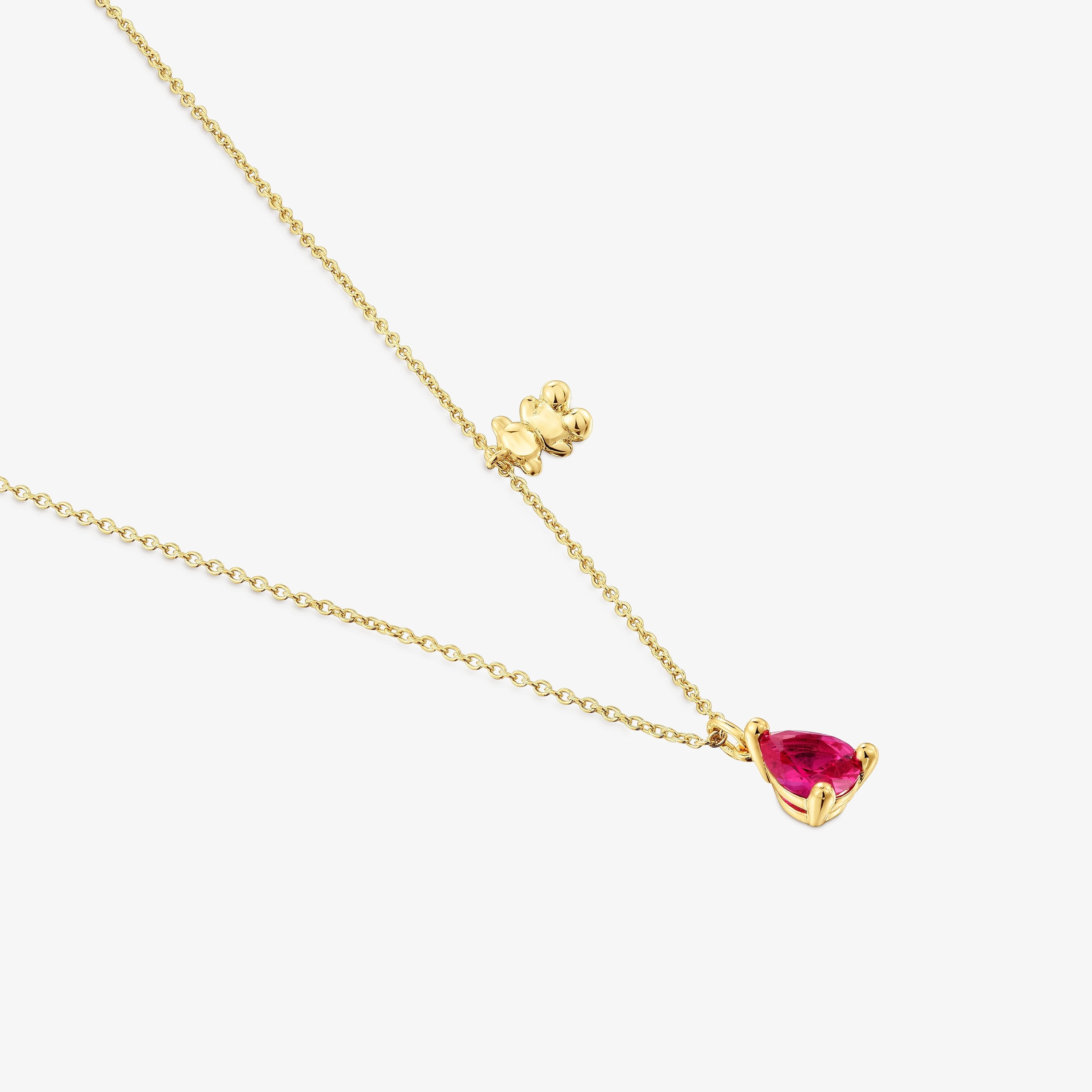Short 18K gold vermeil bear motif Necklace with lab-grown ruby Bold Bear LGG