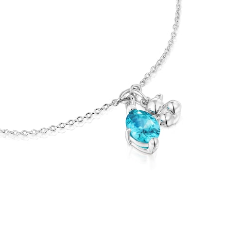 Pulsera cadena motivo oso de plata y zafiro azul creado en laboratorio Bold Bear LGG