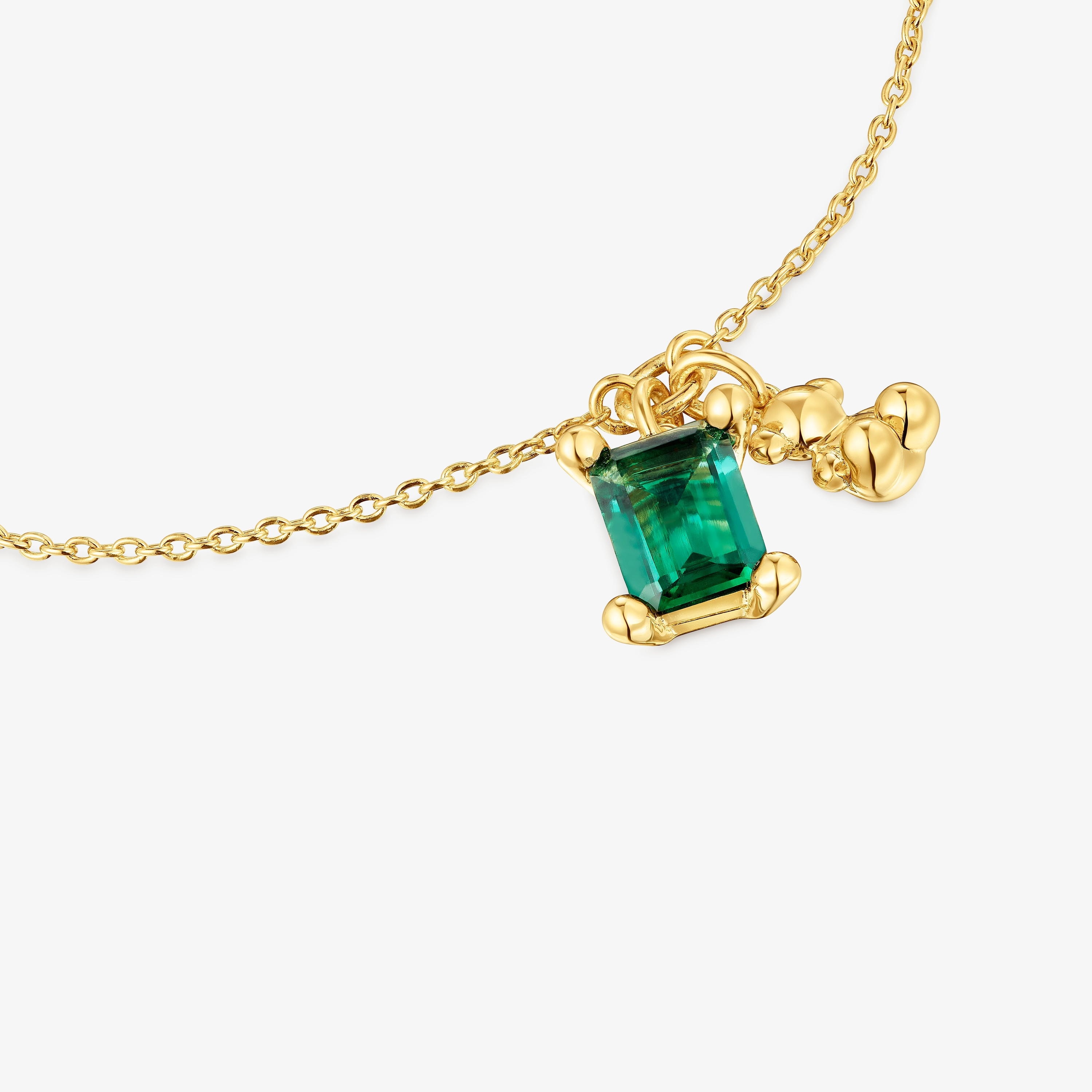 18K gold vermeil bear motif chain Bracelet with lab-grown emerald Bold Bear LGG