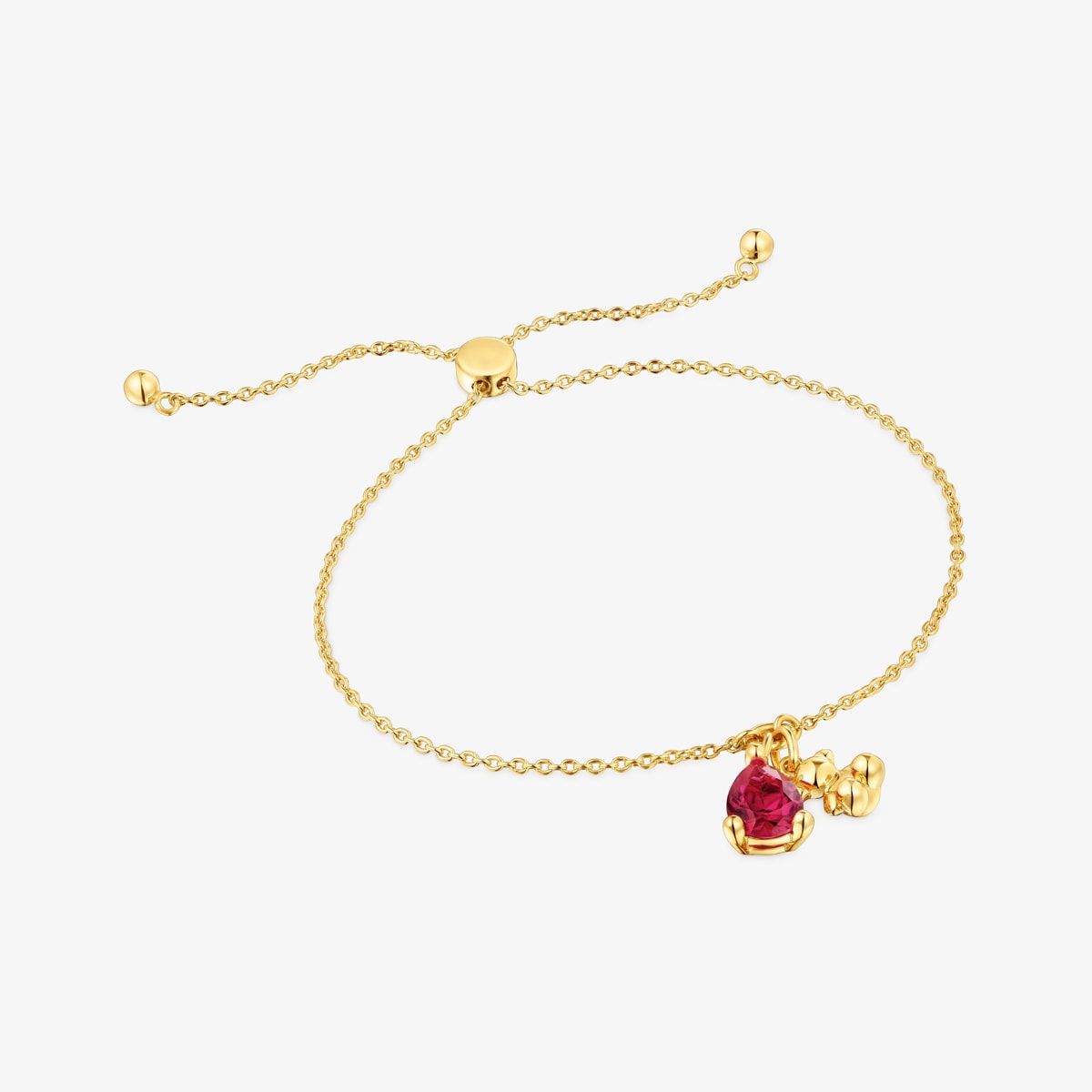 Tous - Pulsera Cadena Motivo Oso Con Baño De Oro 18 Kt Sobre Plata Y Rubí Creado En Laboratorio Bold Bear Lgg - Rojo