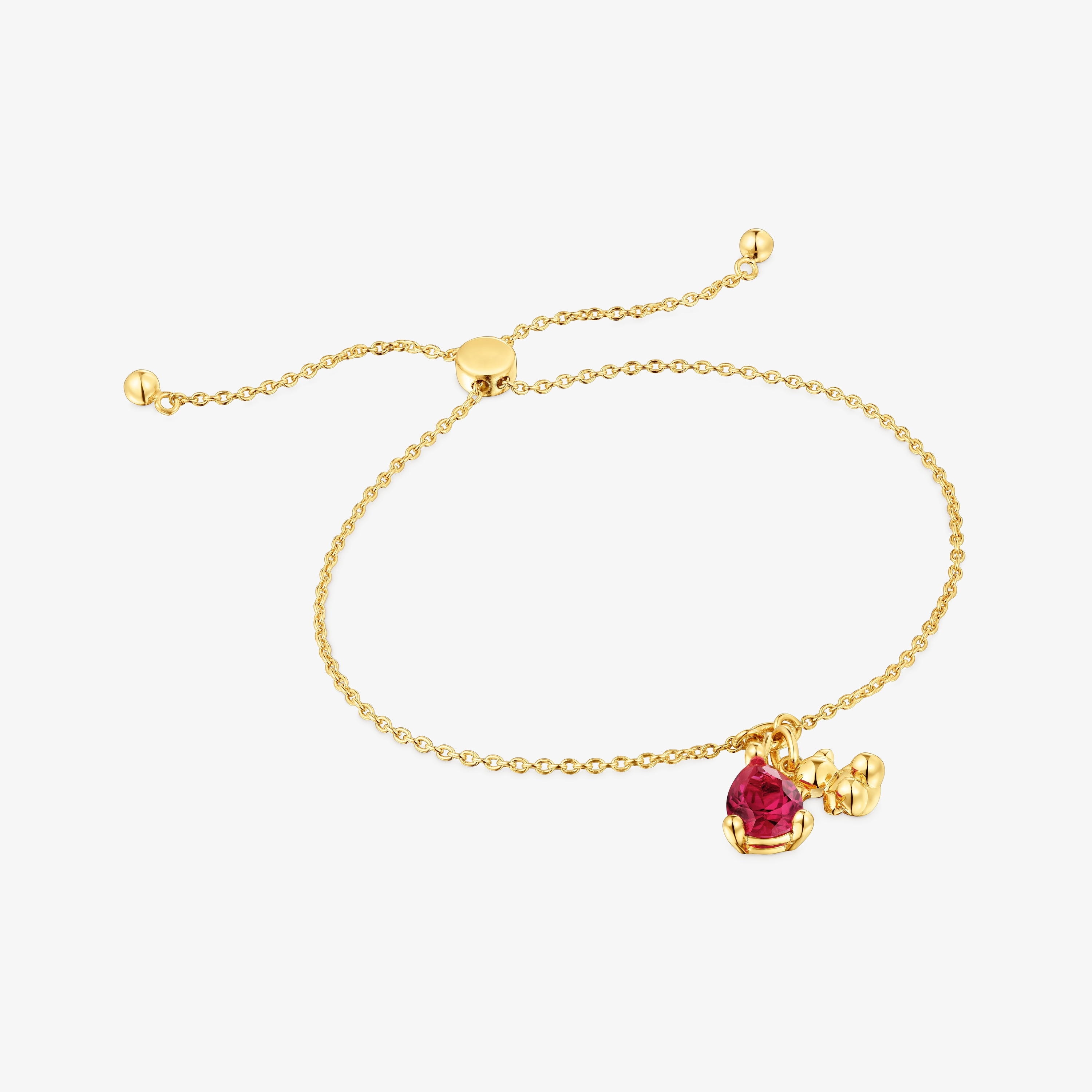 18K gold vermeil bear motif chain Bracelet with lab-grown ruby Bold Bear LGG