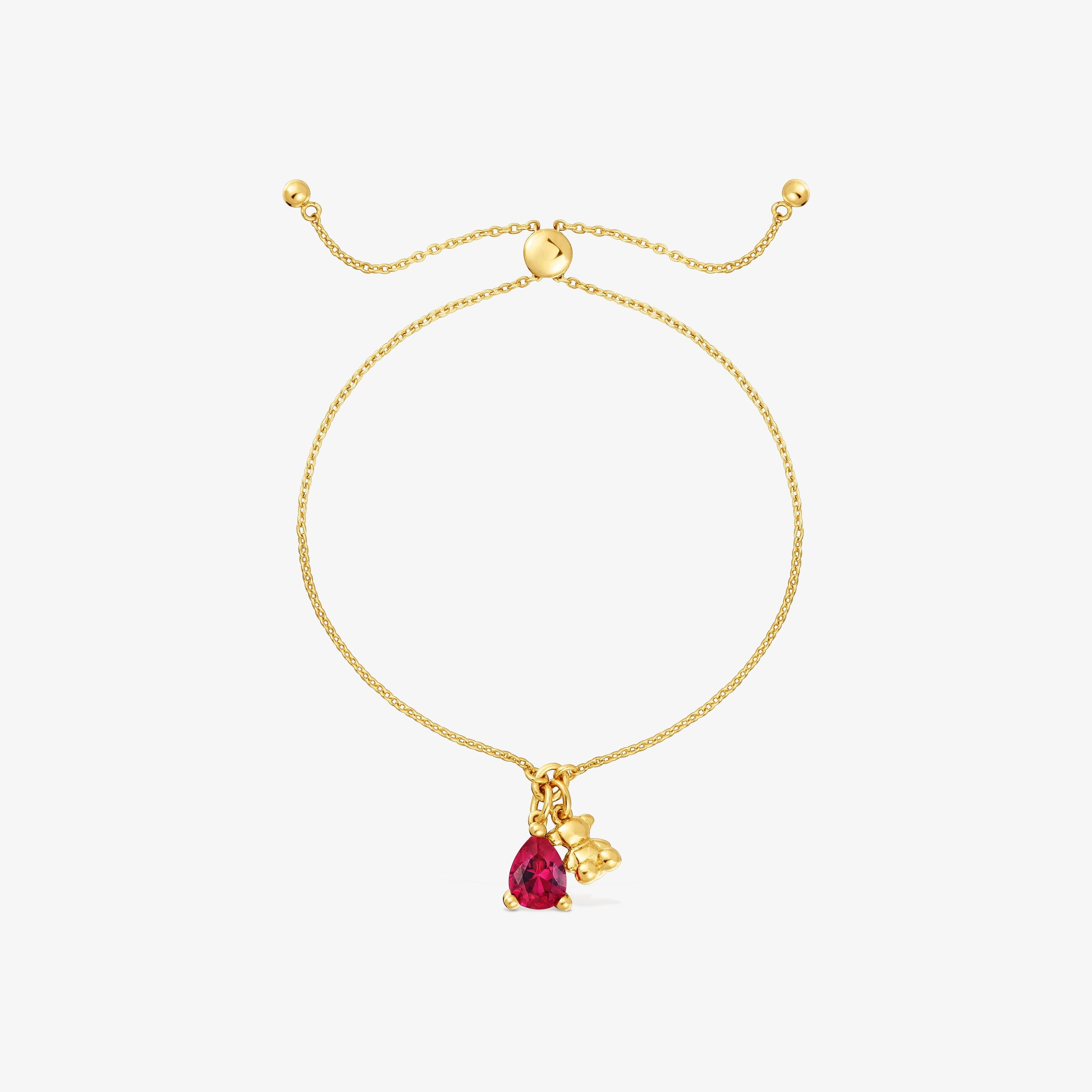 18K gold vermeil bear motif chain Bracelet with lab-grown ruby Bold Bear LGG