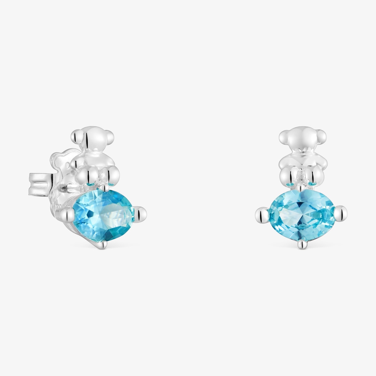 Tous - Pendientes Motivo Oso De Plata Y Zafiro Azul Creado En Laboratorio Bold Bear Lgg - Azul