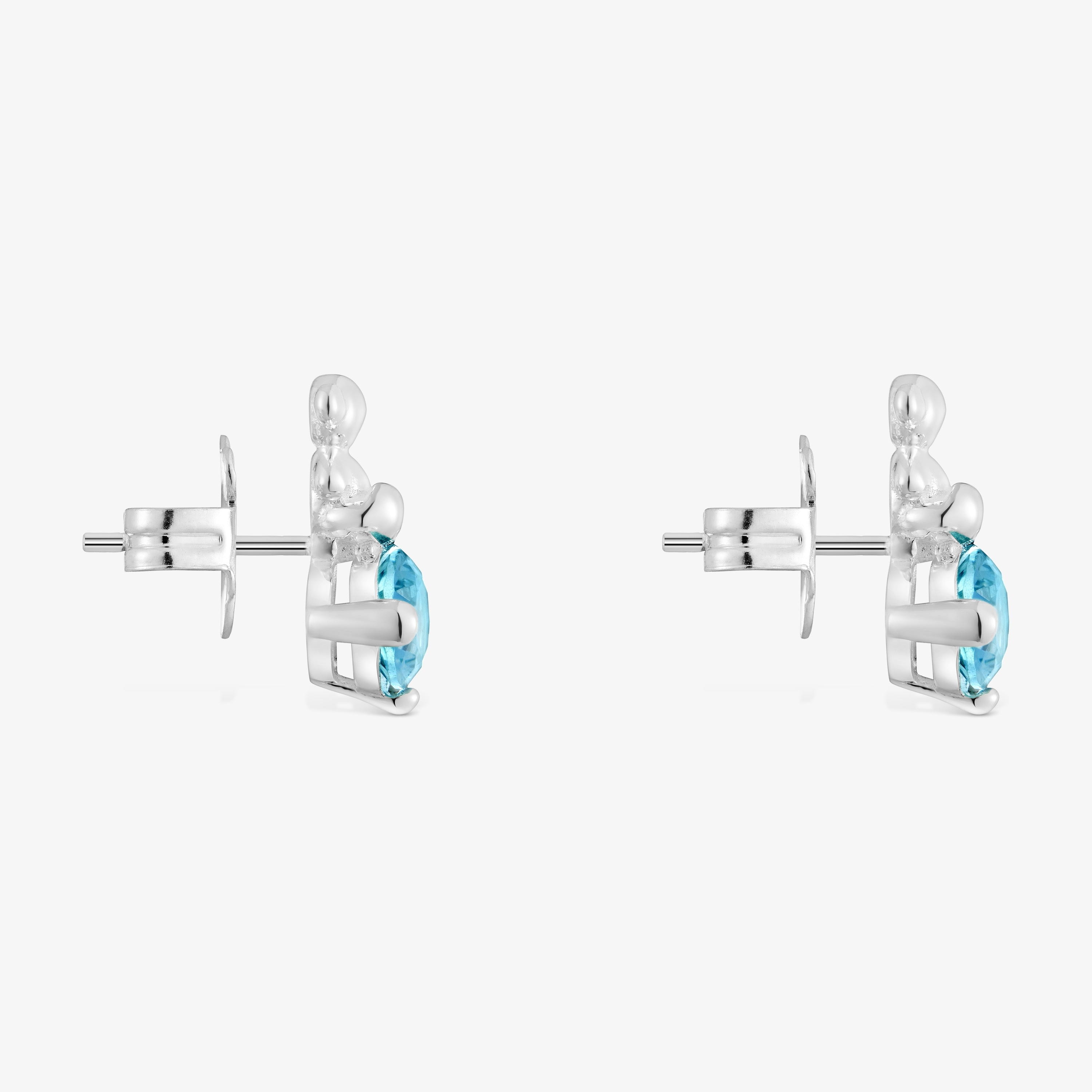 Silver bear motif Earrings with lab-grown sapphire Bold Bear LGG