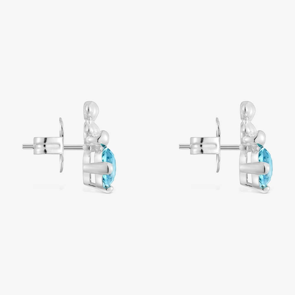 Pendientes motivo oso de plata y zafiro azul creado en laboratorio Bold Bear LGG