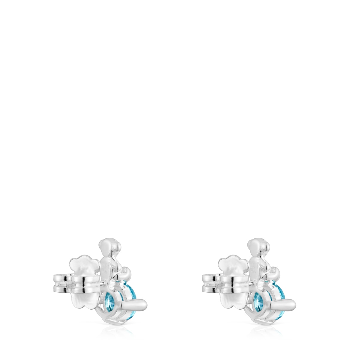 Pendientes motivo oso de plata y zafiro azul creado en laboratorio Bold Bear LGG