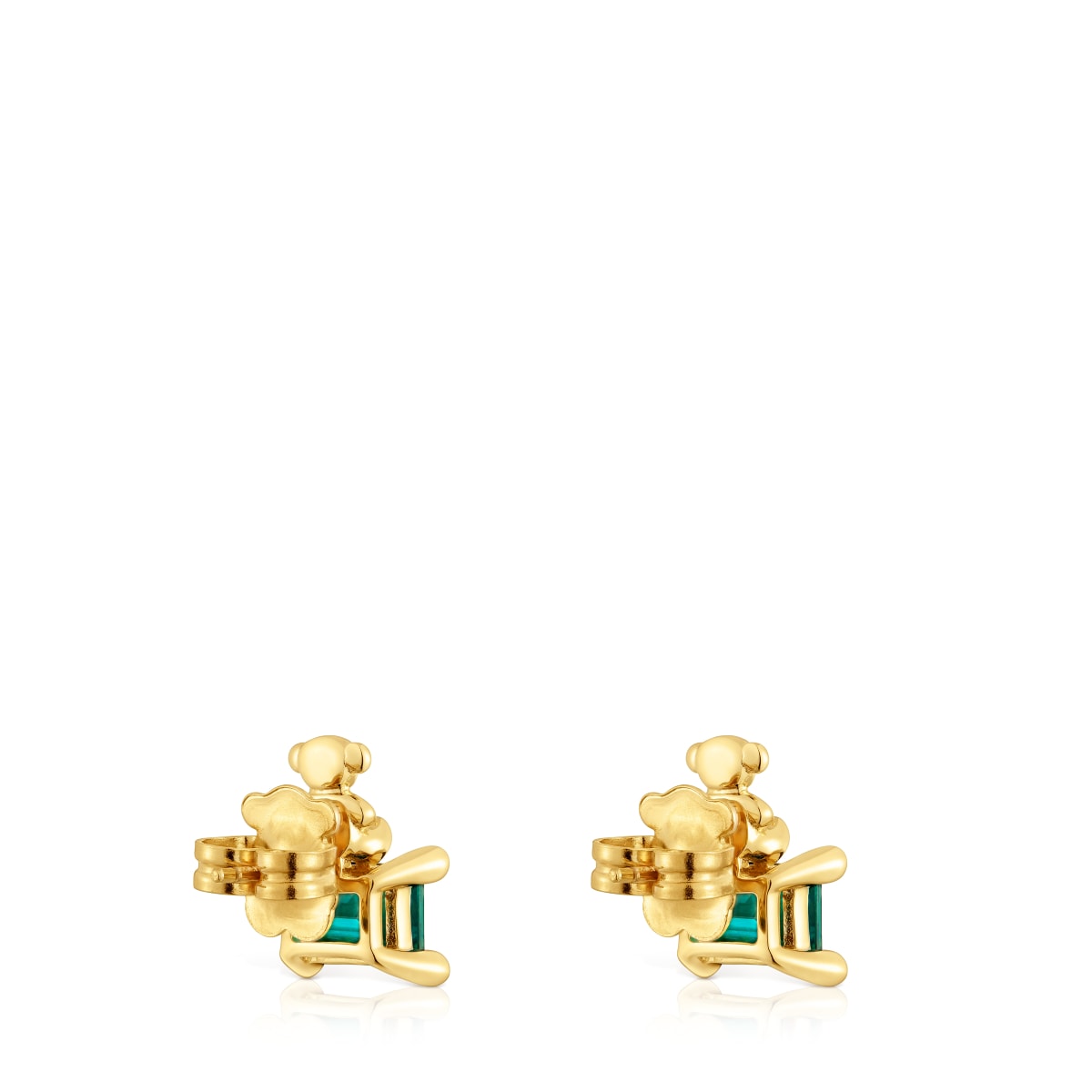 18 kt gold plating over silver bear motif Earrings with lab-grown emerald Bold Bear LGG