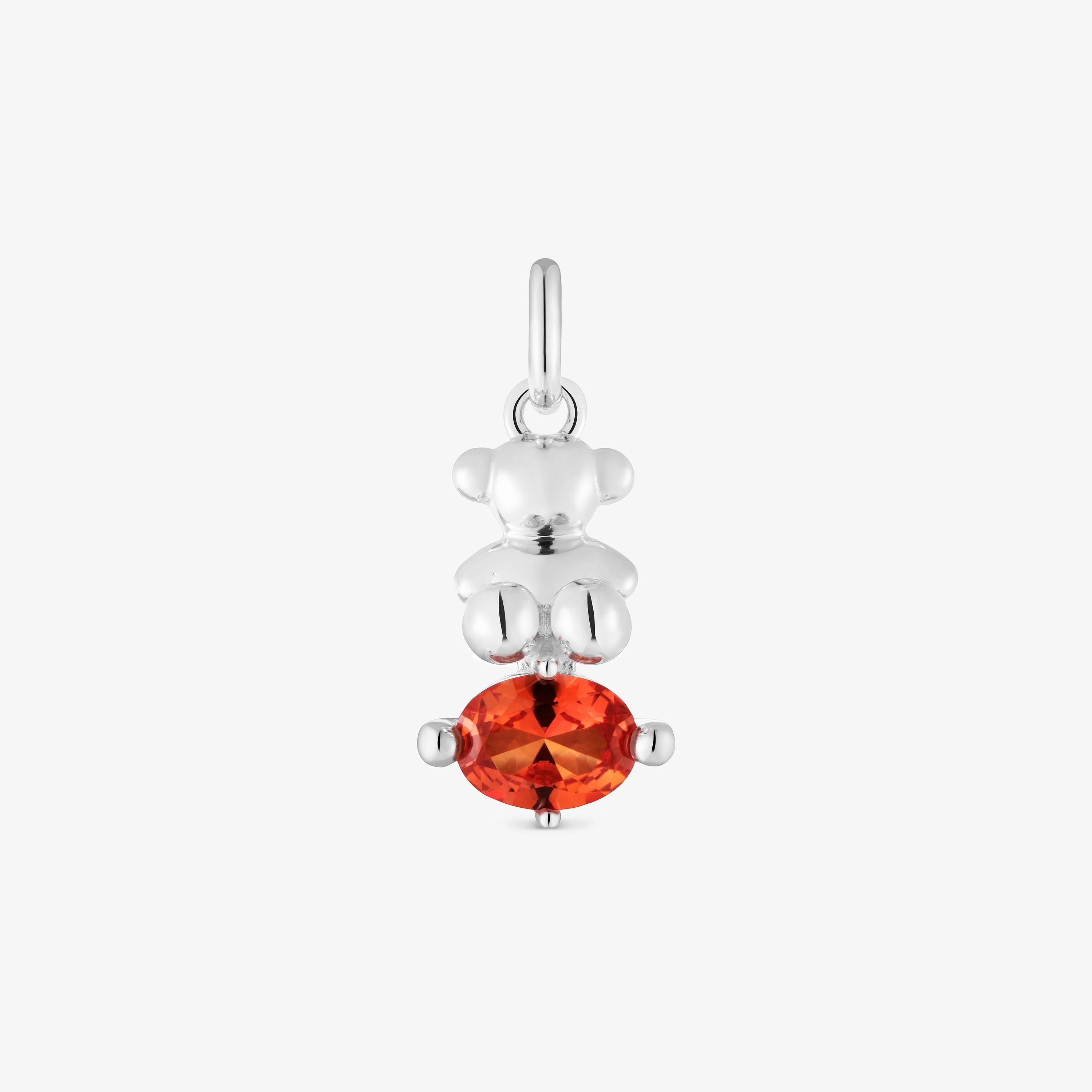Small silver bear motif Pendant with lab-grown orange sapphire Bold Bear LGG