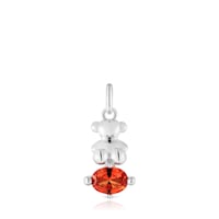 Colgante pequeño motivo oso de plata y zafiro naranja creado en laboratorio Bold Bear LGG