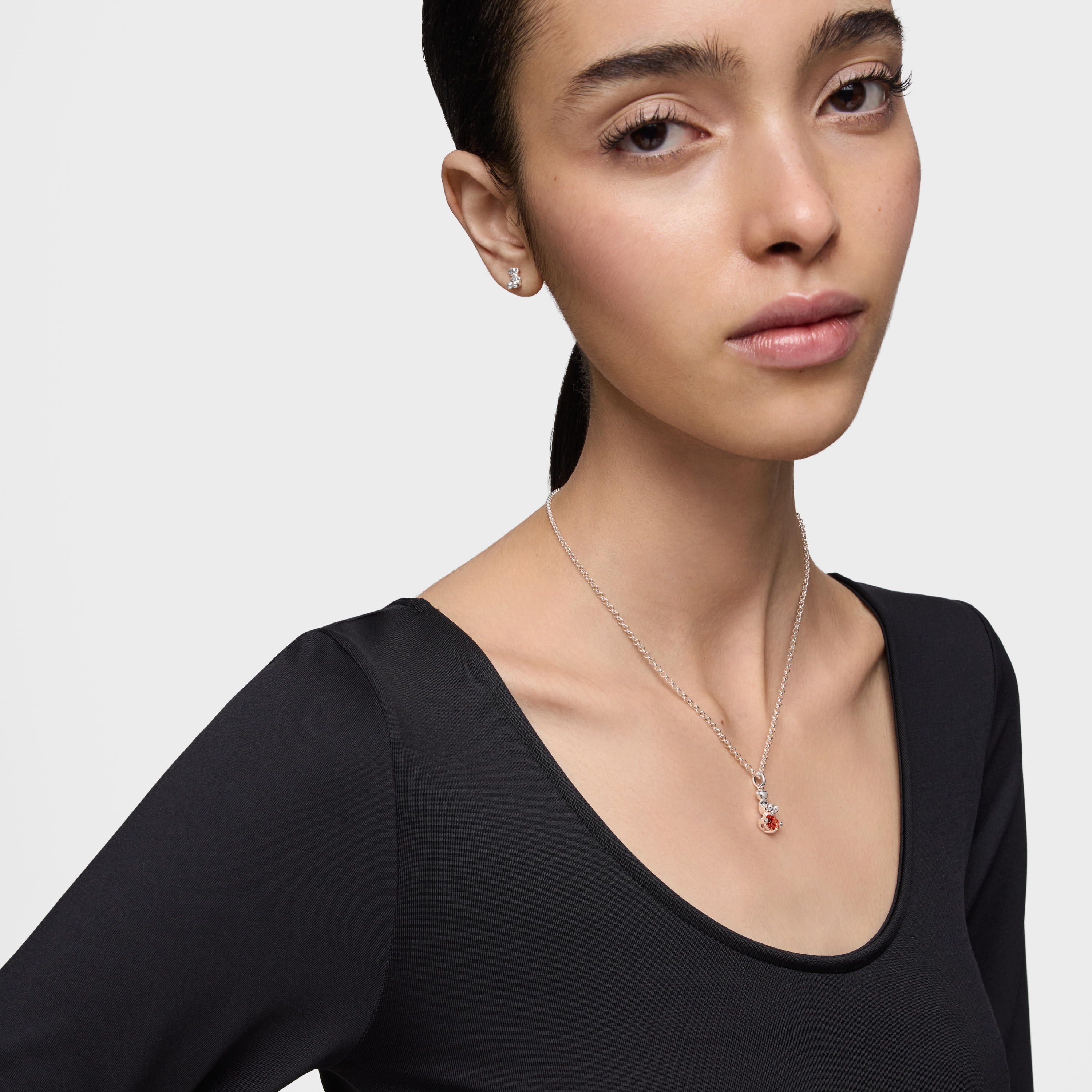 Small silver bear motif Pendant with lab-grown orange sapphire Bold Bear LGG