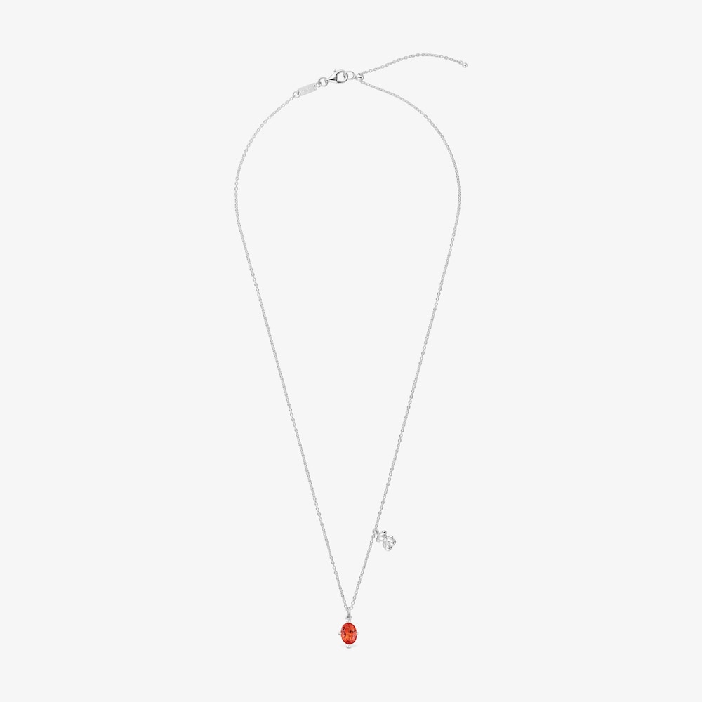 Collaret curt motiu &oacute;s de plata i safir taronja creat al laboratori Bold Bear LGG