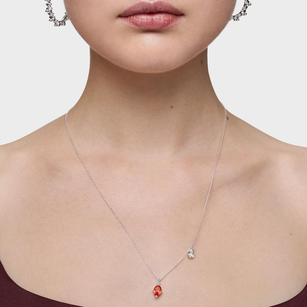 Collaret curt motiu &oacute;s de plata i safir taronja creat al laboratori Bold Bear LGG