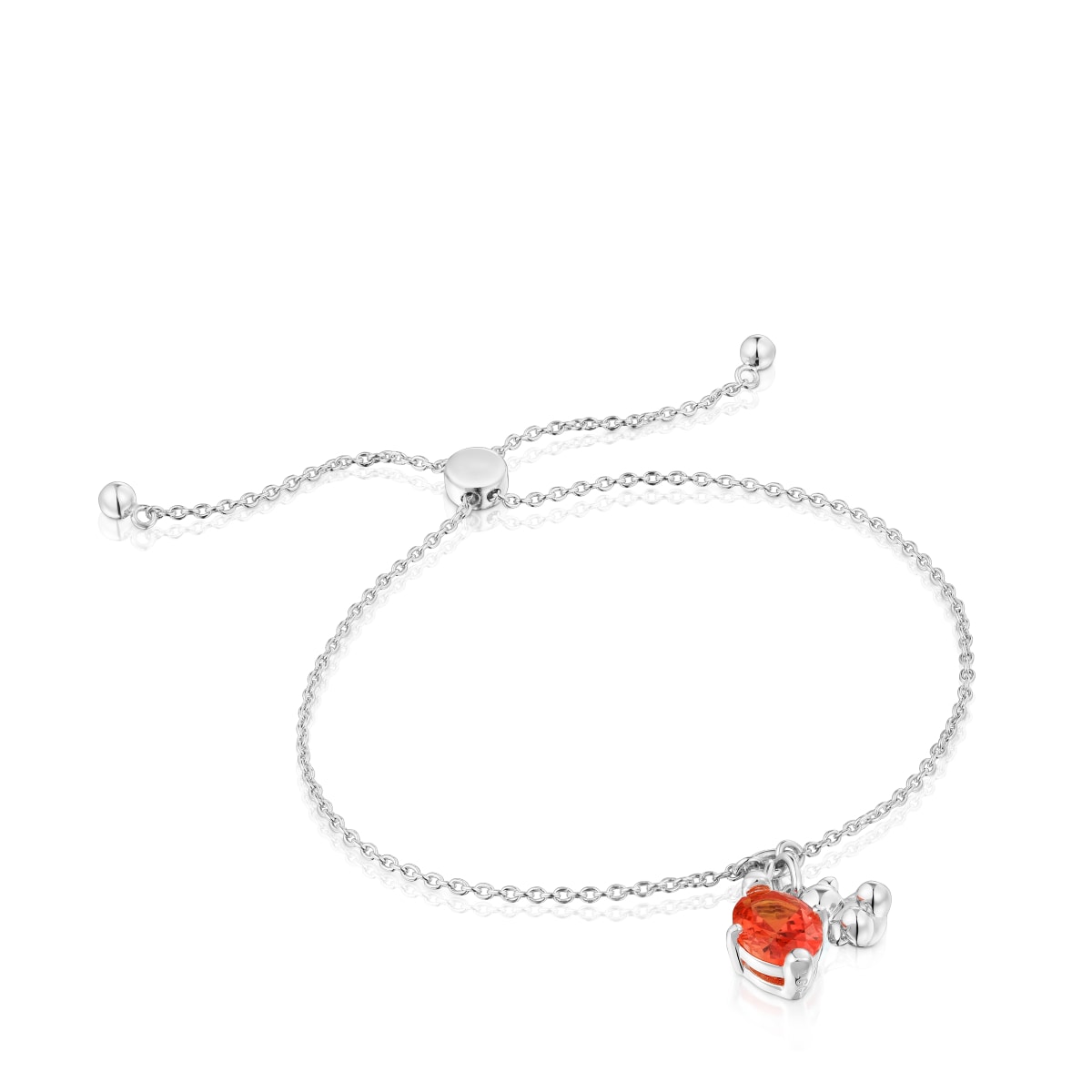 Silver bear motif chain Bracelet with lab-grown orange sapphire Bold Bear LGG
