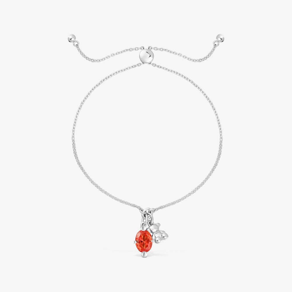 Bracciale a catena con motivo a orsetto in argento e zaffiro arancione creato in laboratorio Bold Bear LGG