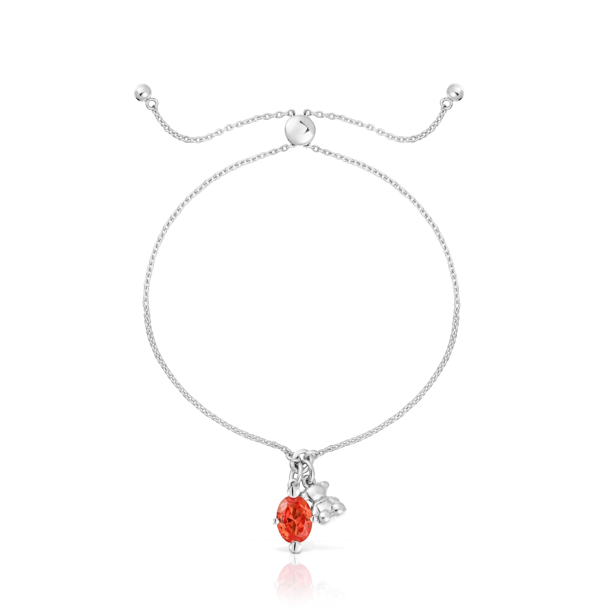 Silver bear motif chain Bracelet with lab-grown orange sapphire Bold Bear LGG