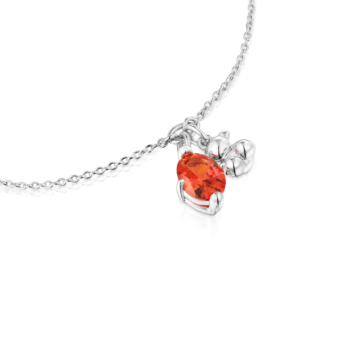 Silver bear motif chain Bracelet with lab-grown orange sapphire Bold Bear LGG