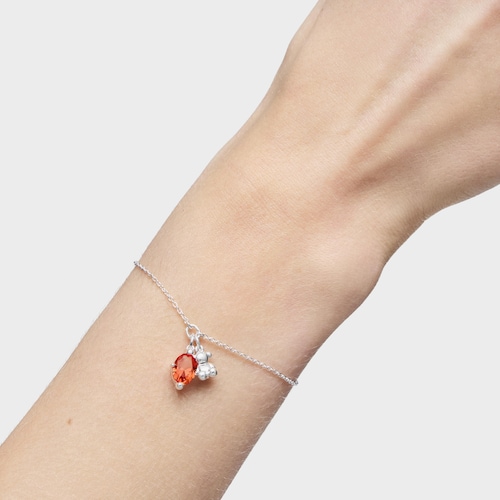 Silver bear motif chain Bracelet with lab-grown orange sapphire Bold Bear LGG