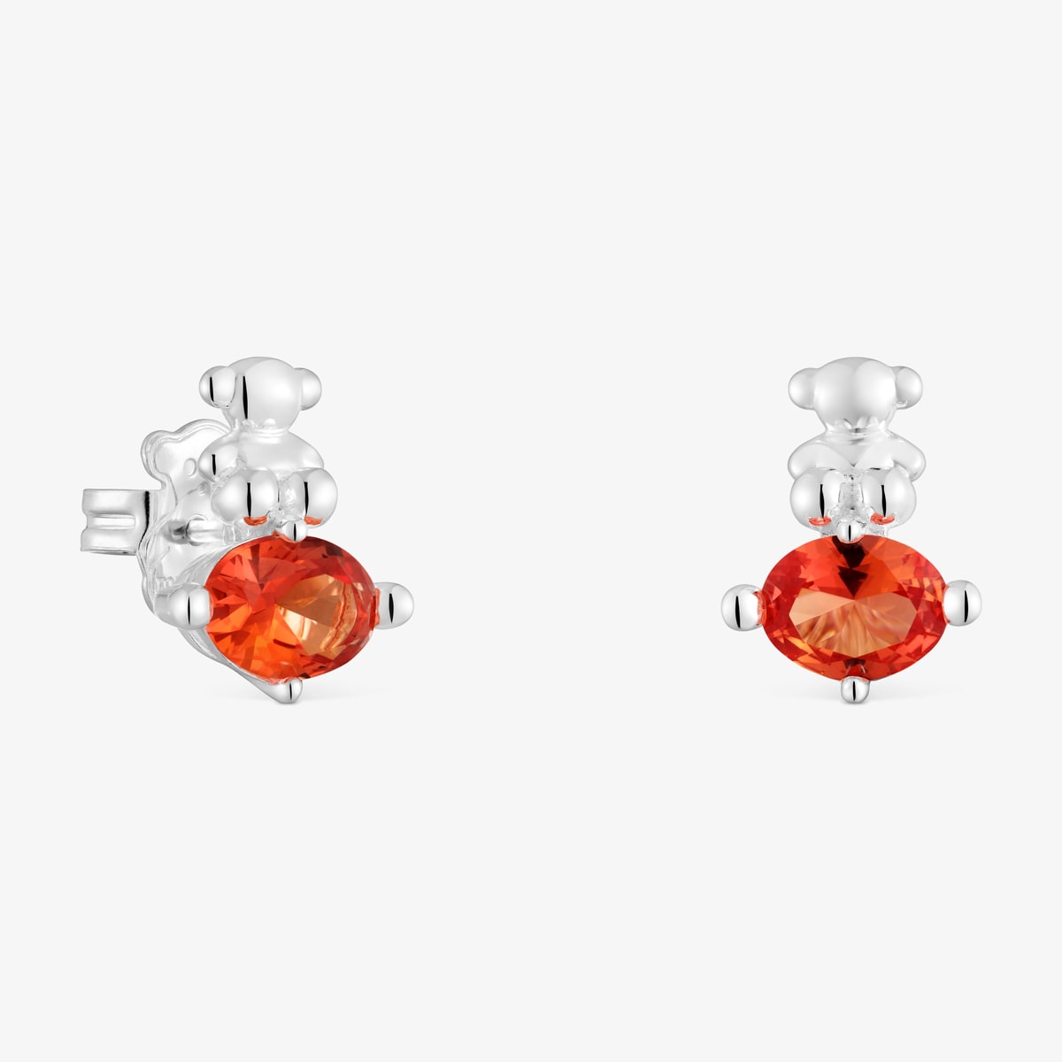 Tous - Pendientes Motivo Oso De Plata Y Zafiro Naranja Creado En Laboratorio Bold Bear Lgg - Naranja