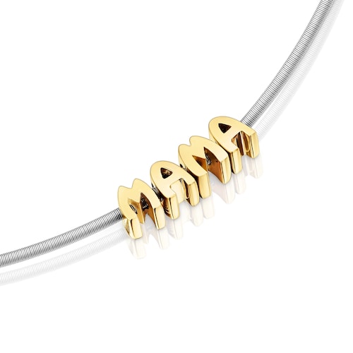 Pack collar de acero, baño de oro 18 kt sobre plata y charms TOUS Mama