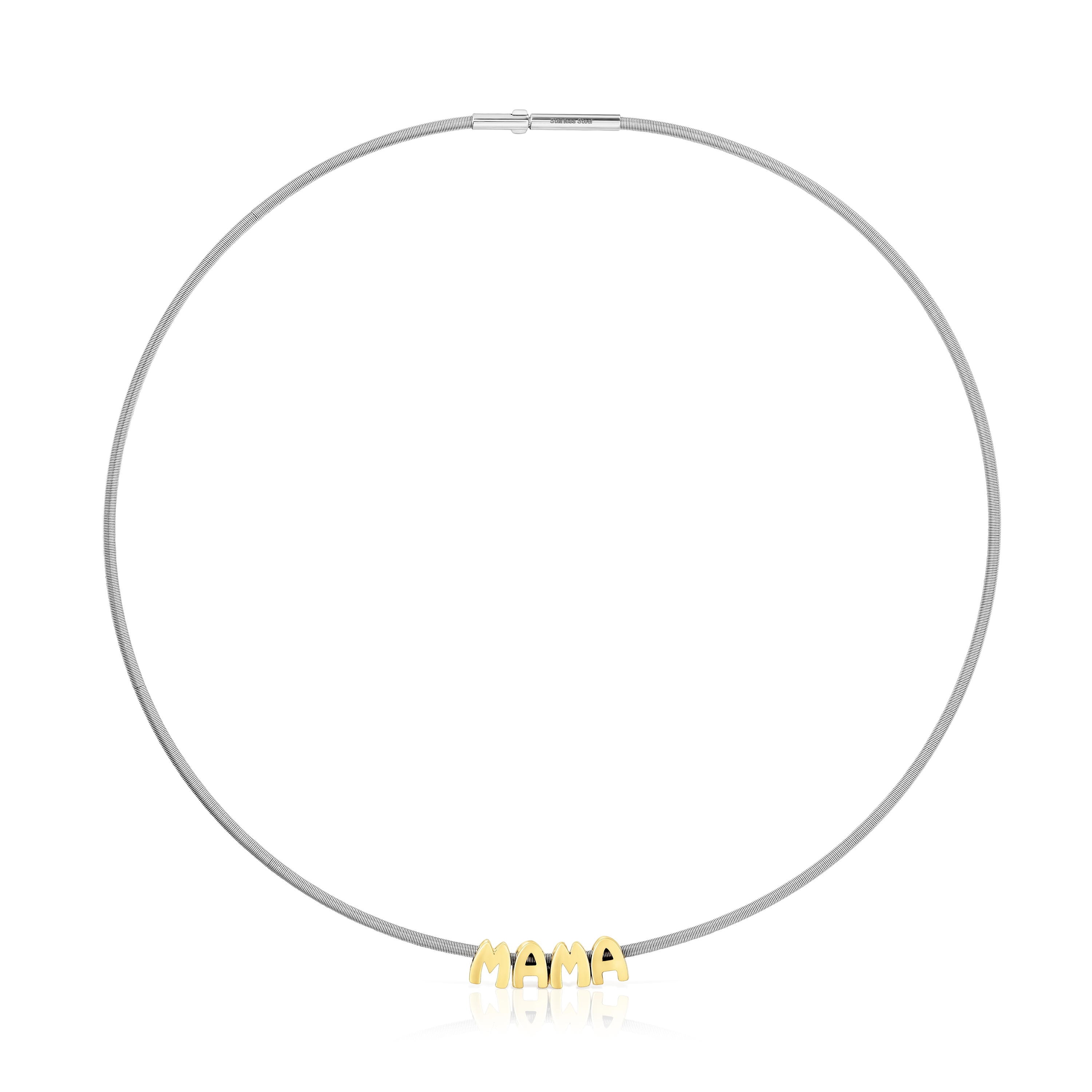 Short steel and 18kt gold plating over silver Necklace TOUS Mama