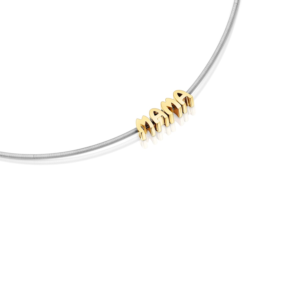 Pack collar de acero, baño de oro 18 kt sobre plata y charms TOUS Mama image number 3