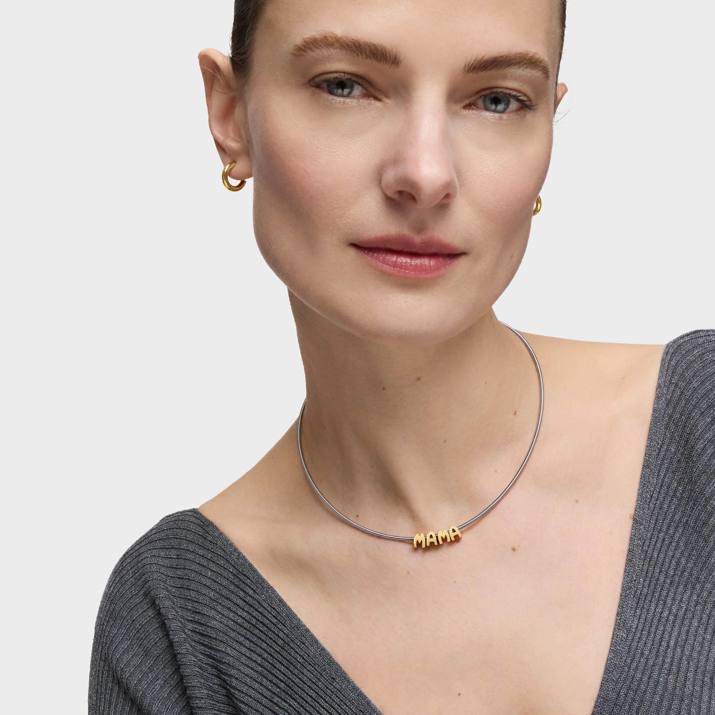 Short steel and 18kt gold plating over silver Necklace TOUS Mama