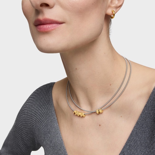 Pack collar de acero, baño de oro 18 kt sobre plata y charms TOUS Mama