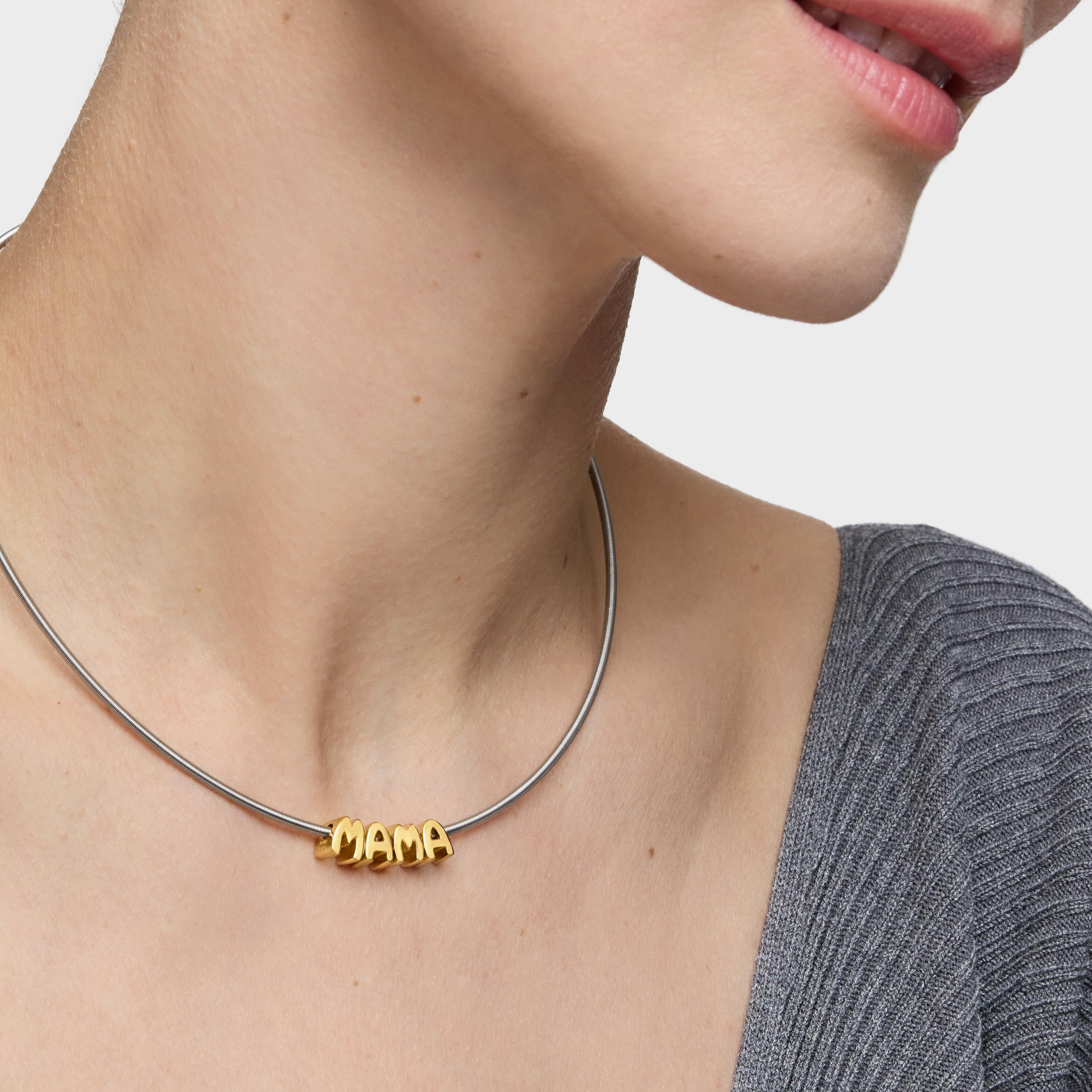 Short steel and 18K gold vermeil Necklace TOUS Mama