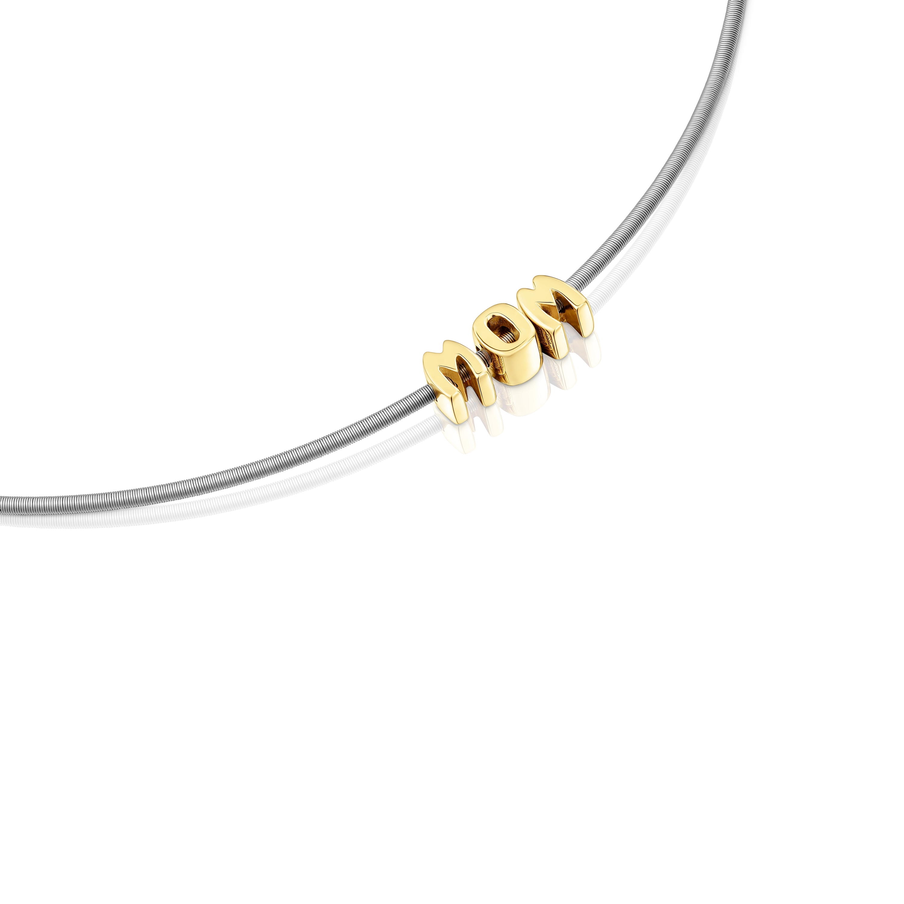 Short steel and 18kt gold over silver Necklace TOUS Mom