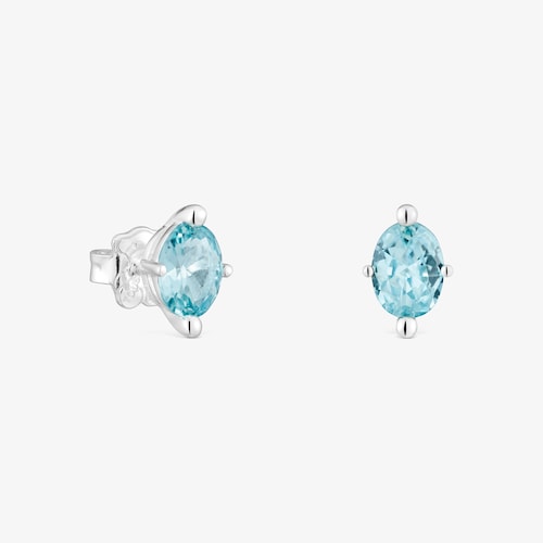 Brincos em prata e safira azul criada em laborat&oacute;rio TOUS Color LGG