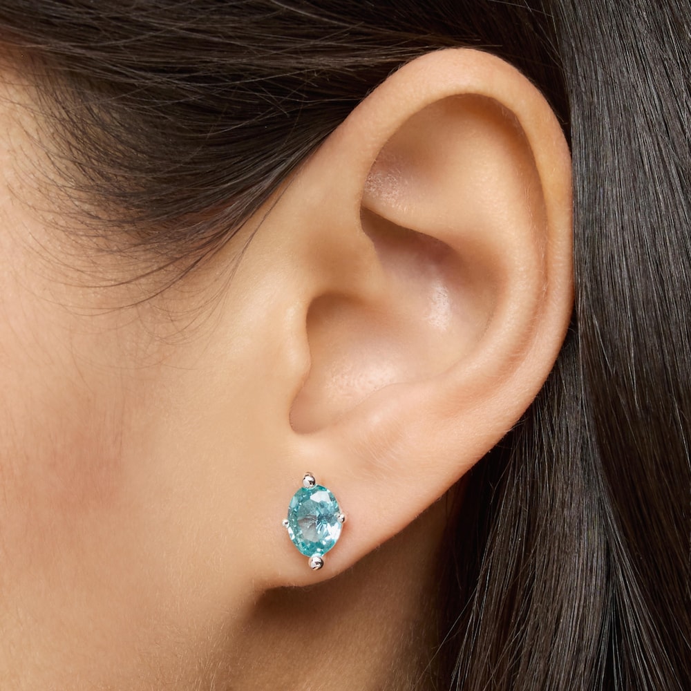 Brincos em prata e safira azul criada em laborat&oacute;rio TOUS Color LGG