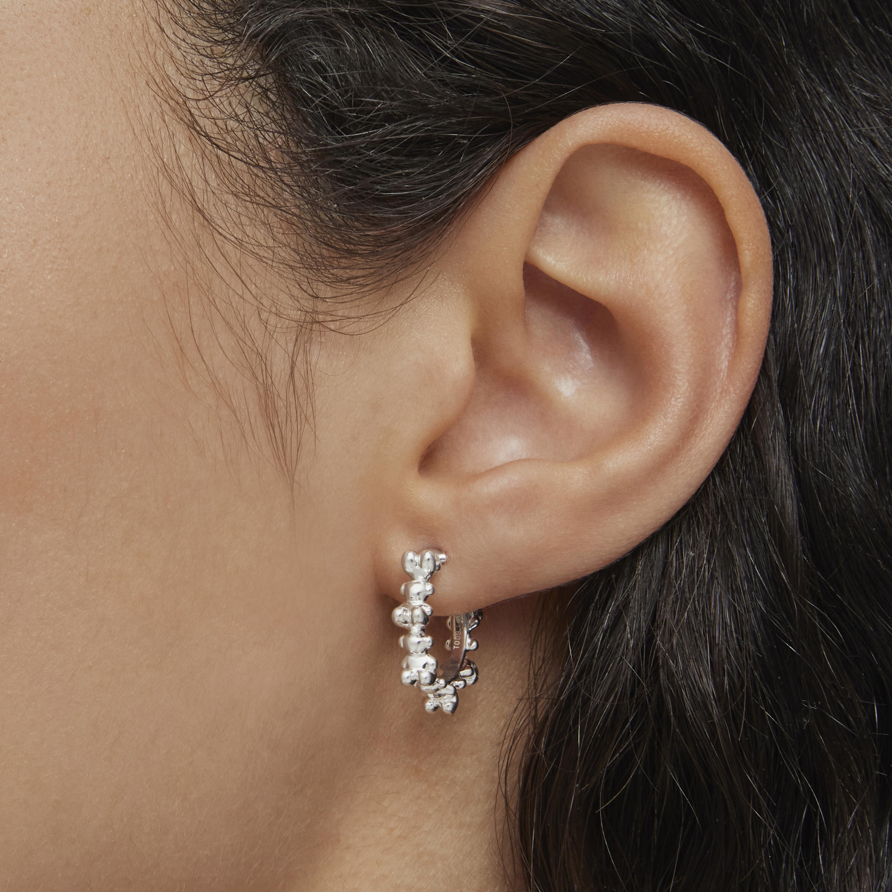 Bold Bear 12 mm silver Hoop earrings