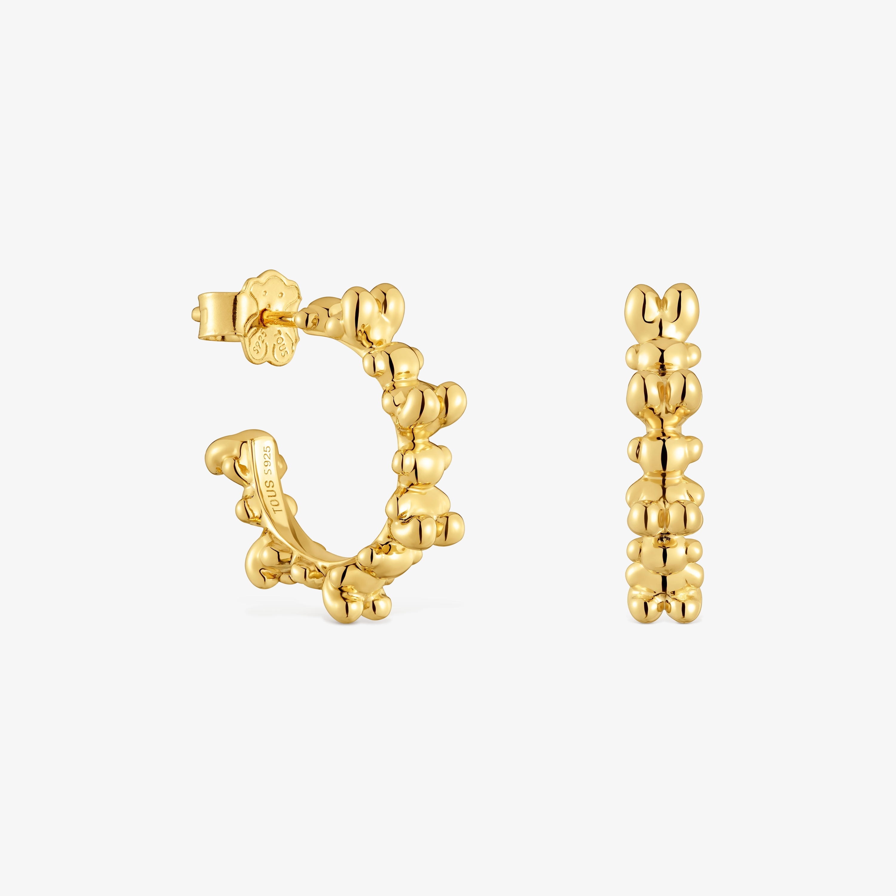 Bold Bear 12 mm hoop earrings with 18K gold vermeil