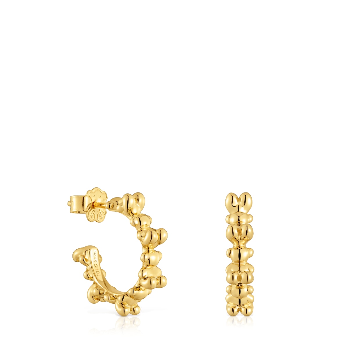 Tous - Pendientes De Aro Con Baño De Oro 18 Kt Sobre Plata 12 Mm Bold Bear - Dorado