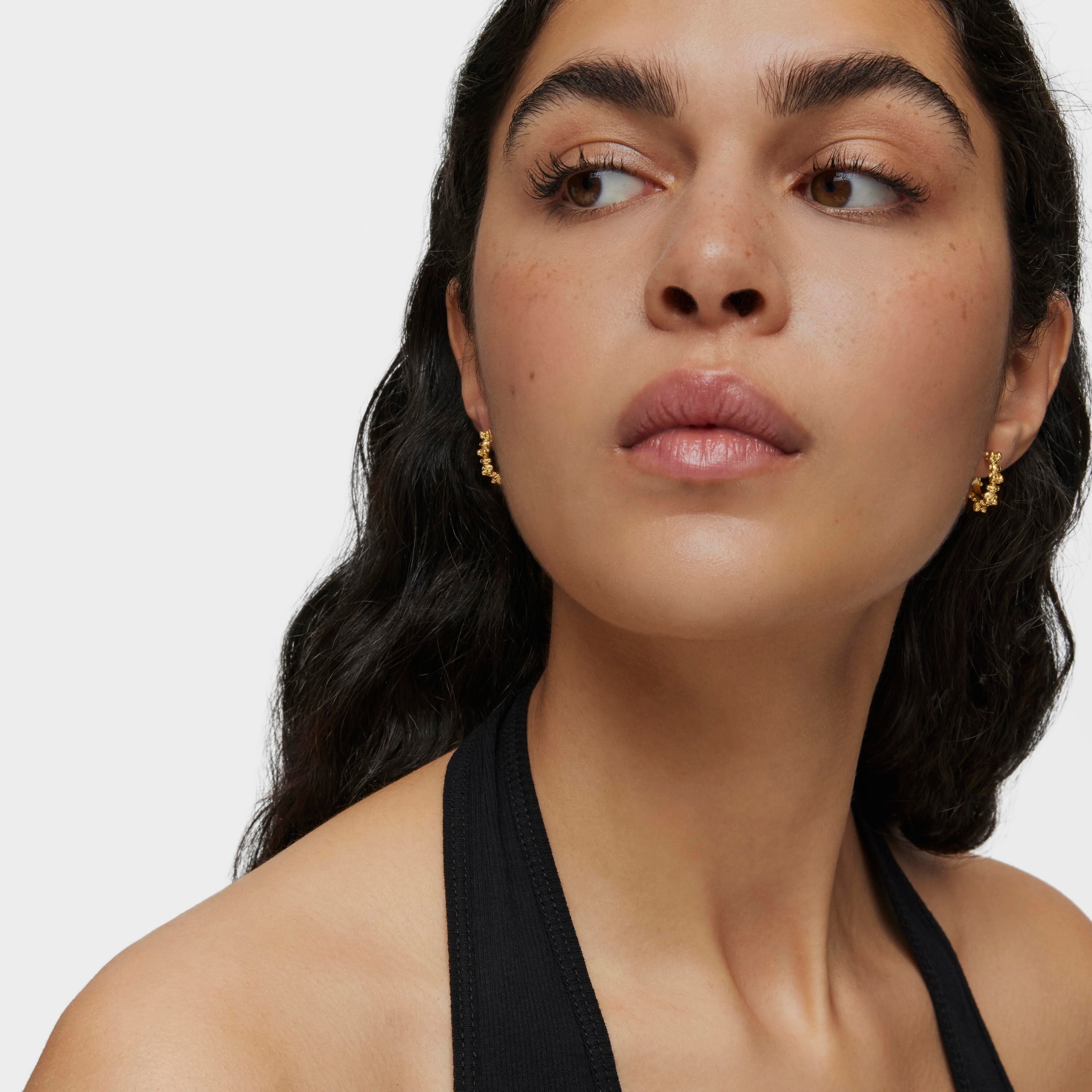 Bold Bear 12 mm hoop earrings with 18kt gold plating over silver