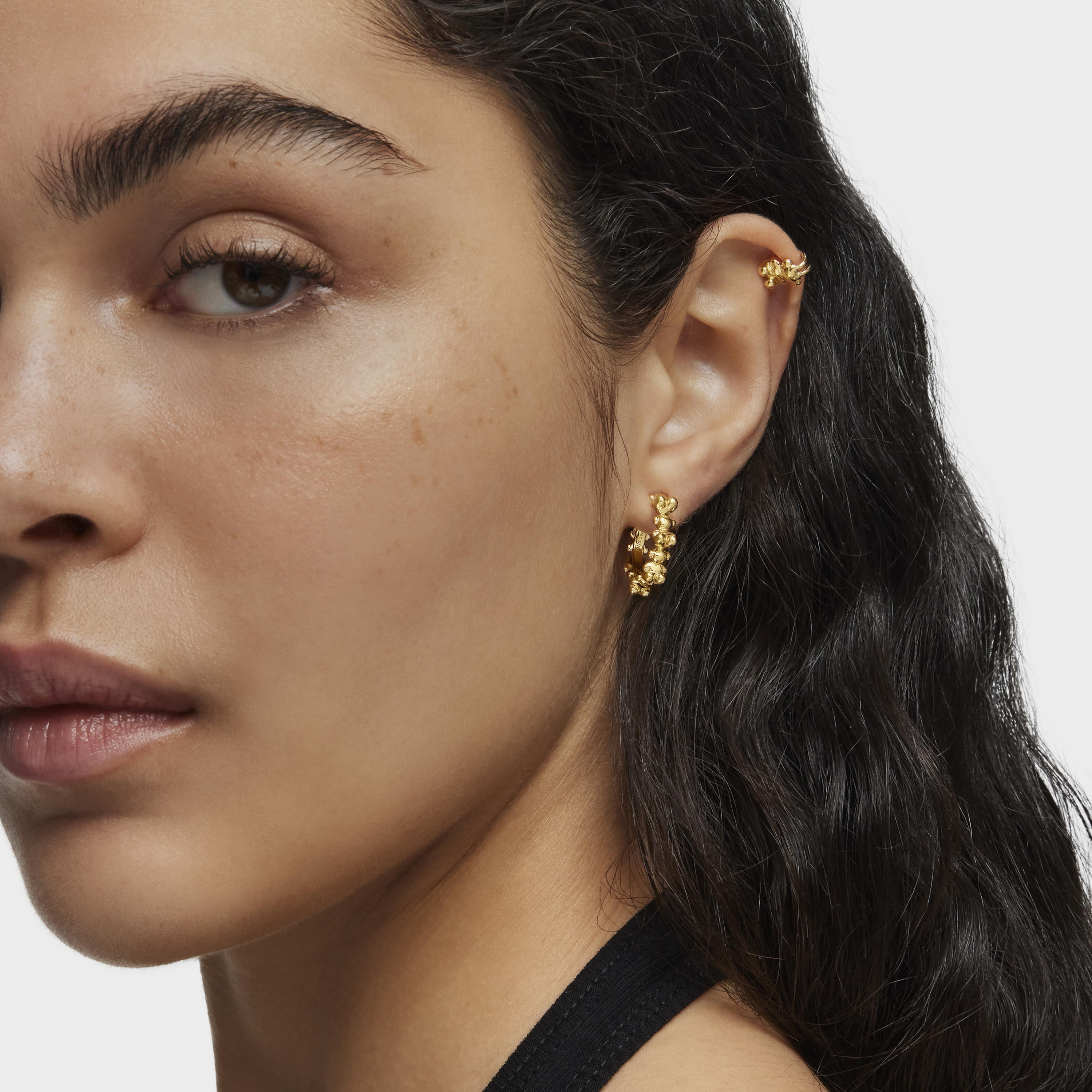 Bold Bear 12 mm hoop earrings with 18kt gold plating over silver