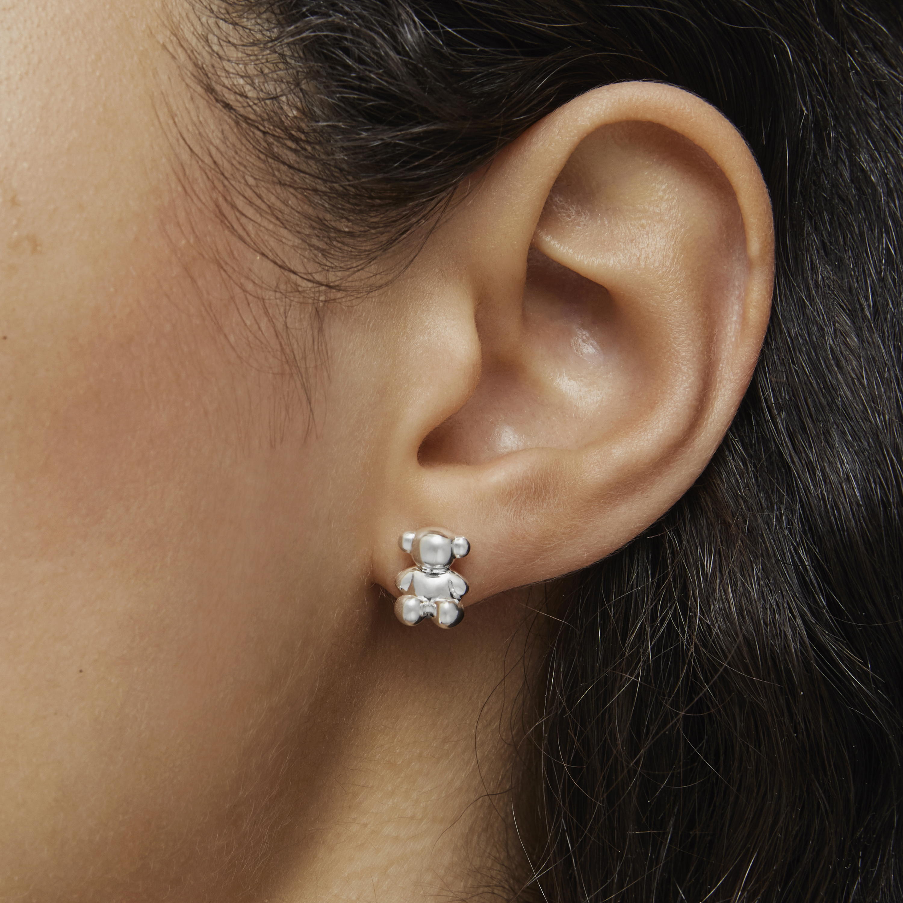 Bold Bear 10 mm silver Earrings